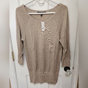Beige fashion sweater, scoop neck